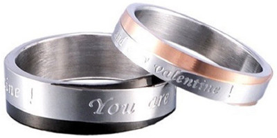 

Aaishwarya You Are My Only Valentine Inscribed Timeless Promise/ Love /Couple Stainless Steel Silver Plated Ring Set, Multicolor