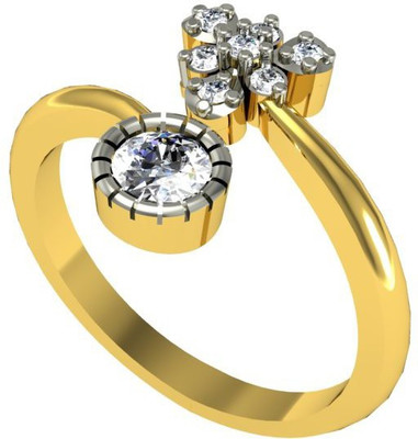 Kanak White Stone Diamond Studded Brass Cubic Zirconia Gold Plated Ring