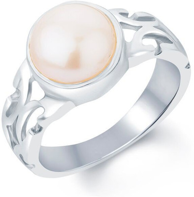 

G-Luck Moti Stone Weight - 6.0 Carat / 7.06 Ratti Silver Pearl Ring, White