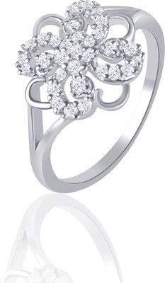 

VK Jewels Floral Alloy Cubic Zirconia Rhodium Plated Ring, Silver