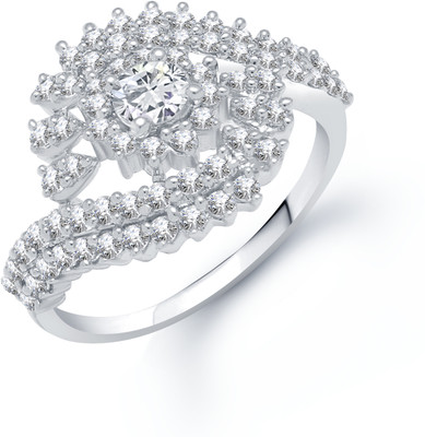 VK Jewels Fashionable Shaped for Women and Girls Alloy Cubic Zirconia Rhodium Plated Ring