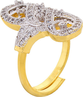 

Navya Alloy Cubic Zirconia Ring, Silver;gold