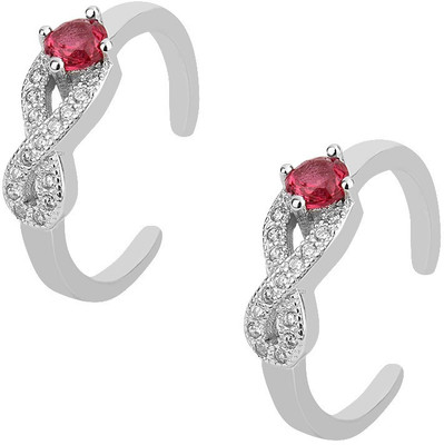 

Jewel99 Bella Silver Swarovski Zirconia Platinum Plated Toe Ring, Red