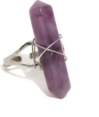 

Oomph! Silver & Purple Lavendar Crystal Adjustable Fashion Jewellery Ring for Women, Girls & Ladies Metal Ring, Purple;silver