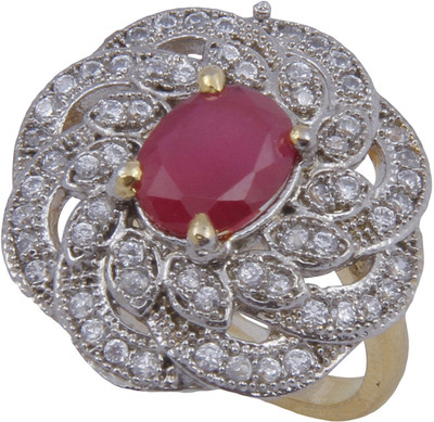 

Pink Rose Princess Charm Alloy Ring, Maroon;white