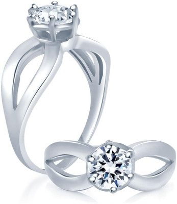 

Sukkhi Cubic Zirconia Stone Studded Solitaire Alloy Cubic Zirconia Rhodium Plated Ring, White