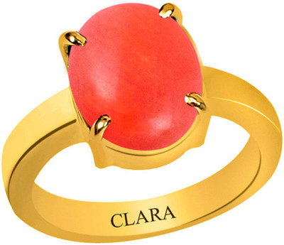 

Clara Coral Moonga 6.5 carat or 7.25ratti Panchdhatu Silver Coral Yellow Gold Plated Ring