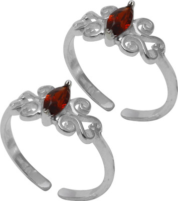 

Abhooshan Sterling Silver Cubic Zirconia Toe Ring Set, Multicolor