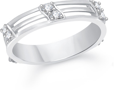 

VK Jewels Reticular Alloy Cubic Zirconia Rhodium Plated Ring, Silver