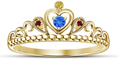 

Vorra Fashion Beautiful Princess Crown Design Sterling Silver Cubic Zirconia Gold-plated Plated Ring, Blue;yellow;red