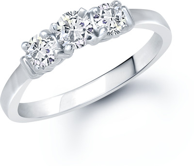 VK Jewels Three Stone Rhodium Plated (CZ) Solitaire Shaped for Women and Girls Alloy Cubic Zirconia Rhodium Plated Ring VK Jewels Three Stone Rhodium Plated (CZ) Solitaire Shaped for Women and Girls Alloy Cubic Zirconia Rhodium Plated Ring