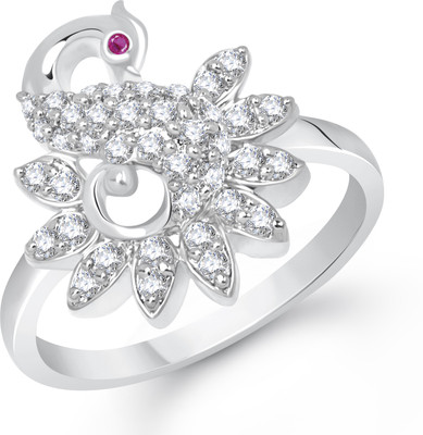 

VK Jewels Excellent Mayur Alloy Cubic Zirconia Rhodium Plated Ring, Silver