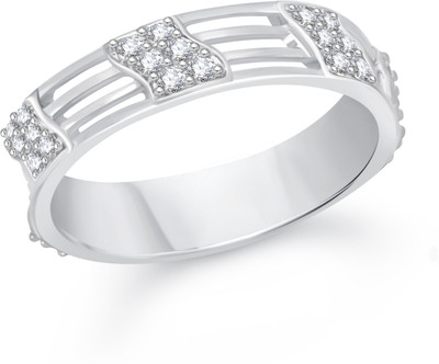 

VK Jewels Reticular Alloy Cubic Zirconia Rhodium Plated Ring, Silver
