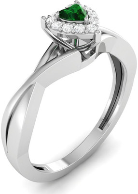 Parshva Diam Silver Ruby Gold-plated Plated Ring, White