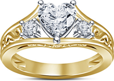 52% OFF on Kirati Heart Design Sterling Silver Gold Plated Ring