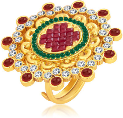 

Sukkhi Intricately Crafted Designer Traditional Cocktail Invisible Setting Gold Plated AD Alloy Gold-plated Plated Ring