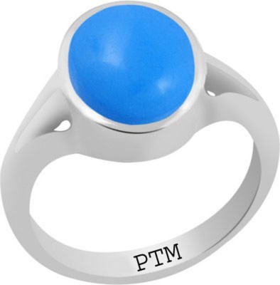 PTM Natural Turquoise (Firoza) Gemstone 8.25 Ratti or 7.50 Carat for Male and Female Sterling Silver Ring