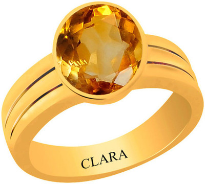 

Clara Citrine Sunehla 3.9 carat or 4.25ratti Panchdhatu Silver Citrine Yellow Gold Plated Ring