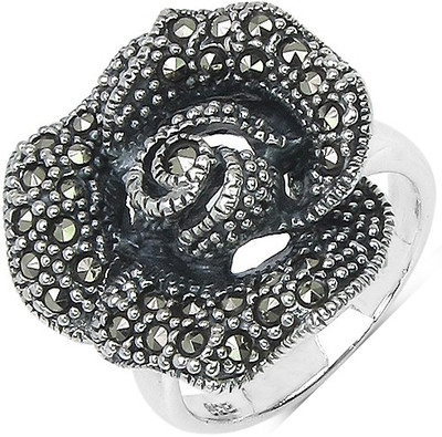 

Johareez 7.20 Grams Marcasite .925 Sterling Silver Ring Silver Sterling Silver Plated Ring, Green