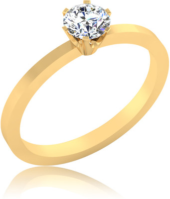 30% OFF on IskiUski Corona Round Solitaire Sterling Silver Swarovski Crystal Gold Plated Ring