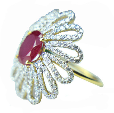 

Oroca Arts AmericanDiamondRing17Q Silver Diamond Gold-plated Plated Ring