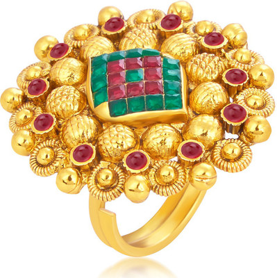 

Sukkhi Marvellous Designer Traditional Cocktail Invisible Setting Gold Plated AD Alloy Gold-plated Plated Ring
