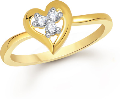 

VK Jewels Three Stone Heart Alloy Cubic Zirconia Gold-plated Plated Ring