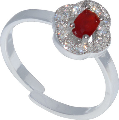 

Kataria Jewellers Silver Silver Plated Toe Ring, Red