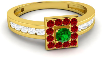 

Parshva Diam Silver Ruby Gold-plated Plated Ring, Yellow