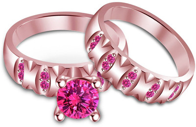 

Anopchand Tilokchand Jewellers Silver Cubic Zirconia Gold-plated Plated Ring, Pink