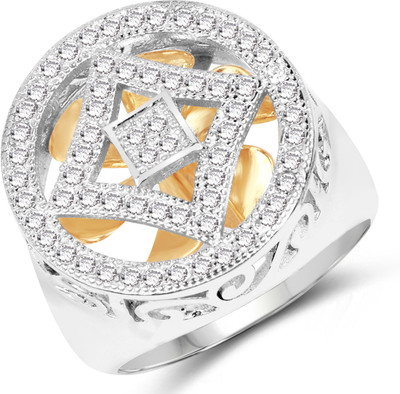 Johareez Beautiful Sterling Silver Cubic Zirconia Rhodium Plated Ring
