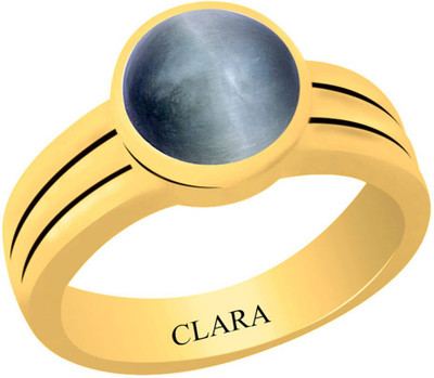 

Clara Cat's eye Lehsuniya 4.8 carat or 5.25ratti Panchdhatu Silver Cat's Eye Yellow Gold Plated Ring
