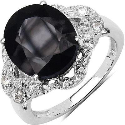 

Johareez Sterling Silver Sapphire Sterling Silver Plated Ring, Black