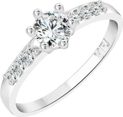 VIGHNAHARTA Brilliant Engage Solitaire Alloy Cubic Zirconia Gold Plated Ring