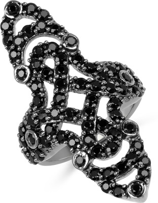 

Johareez Beautiful Sterling Silver Spinel Black Silver Plated Ring