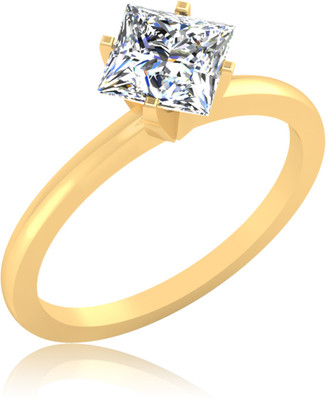34% OFF on IskiUski Glossy Princess Solitaire Sterling Silver Swarovski Crystal Gold Plated Ring