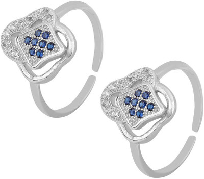 

Jewel99 Bella Silver Swarovski Zirconia Platinum Plated Toe Ring, Blue
