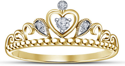 

Vorra Fashion Beautiful Princess Crown Design Sterling Silver Cubic Zirconia Gold-plated Plated Ring, White