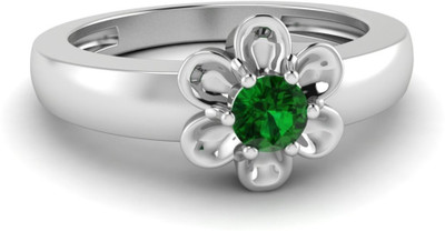 

Parshva Diam Silver Emerald Gold-plated Plated Ring, White
