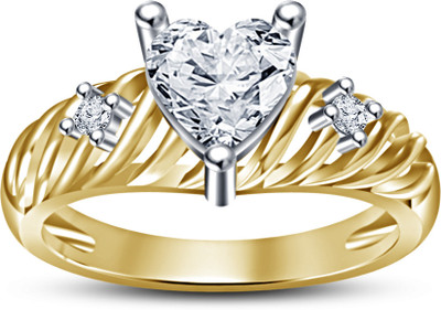 49% OFF on Kirati Heart Design Sterling Silver Gold Plated Ring