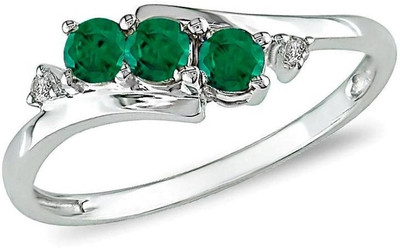 

Facetzinspire Silver Emerald Sterling Silver Plated Ring, Platinum