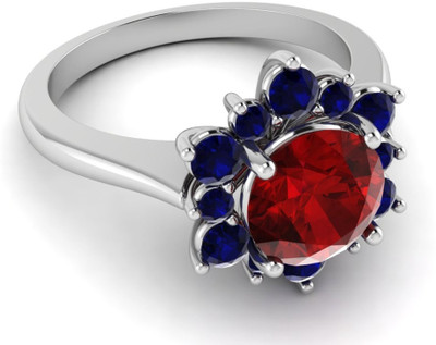 

Parshva Diam Silver Sapphire Gold-plated Plated Ring, White