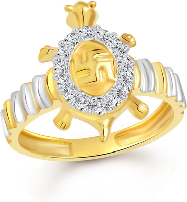 VIGHNAHARTA Swastik Tortoise Alloy Cubic Zirconia Gold Plated Ring
