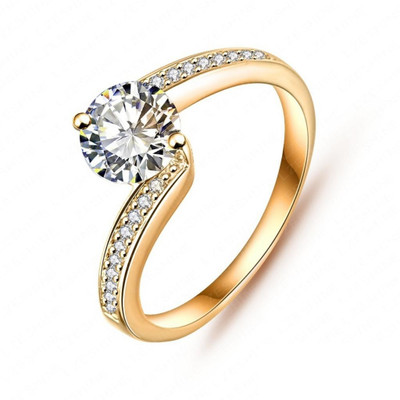 Kiara Jewellery Bridal Solitaire Sterling Silver Ring, Yellow