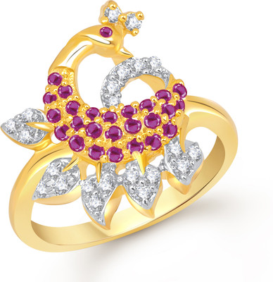 VK Jewels Delightful Mayur Shaped for Women and Girls Alloy Cubic Zirconia Gold Plated Ring