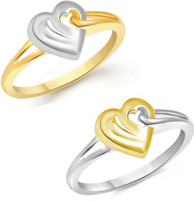 

Vighnaharta Creative Heart Selfie Alloy Gold-plated Plated Ring Set, Gold;silver