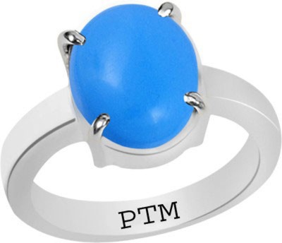 PTM Natural Turquoise (Firoza) Gemstone 9.25 Ratti or 8.41 Carat for Male and Female Sterling Silver Ring