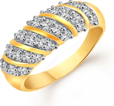 VIGHNAHARTA Curve Band Alloy Cubic Zirconia Gold Plated Ring