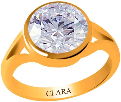 

Clara Zircon 3.9 carat or 4.25ratti Panchdhatu Silver Cubic Zirconia Yellow Gold Plated Ring