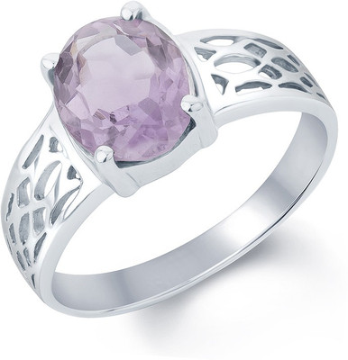 

G-Luck Jamunia Stone Weight - 3.10 Carat / 3.65 Ratti Silver Amethyst Ring, Purple